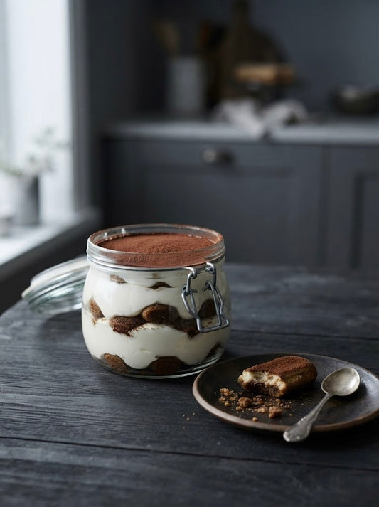 Desayuno de yogur, café y galletas