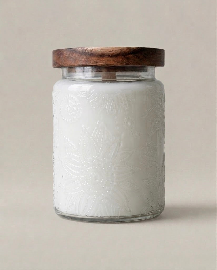 Vela artesanal XL de soja con mecha de madera — Flora 800 g