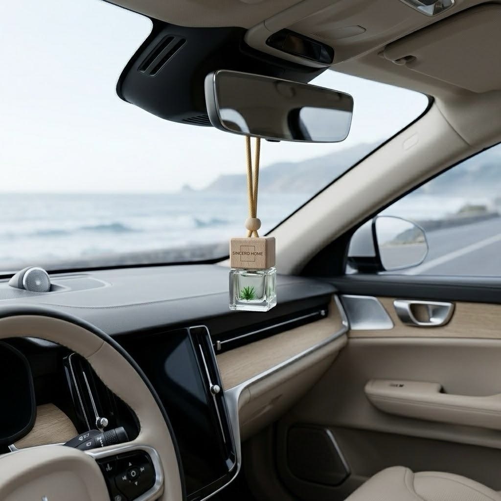 Ambientador artesanal colgado en el interior del coche